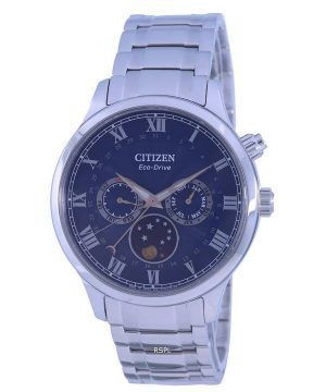 Reloj para hombre Citizen Moon Phase con esfera azul de acero inoxidable Eco-Drive AP1050-81L