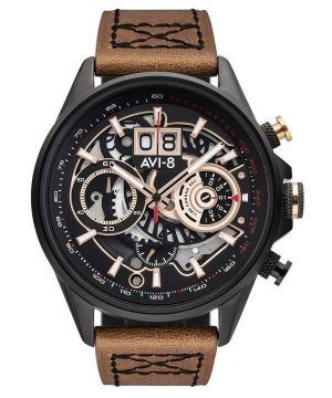 AVI-8 Hawker Harrier II Metador Cronógrafo Esqueleto Esfera negra Cuarzo AV-4065-03 Reloj para hombre