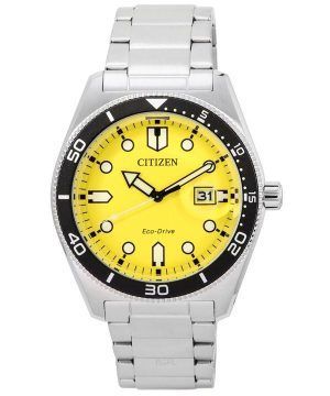 Reloj Citizen Sport Eco-Drive de acero inoxidable con esfera amarilla AW1760-81Z 100M para hombre