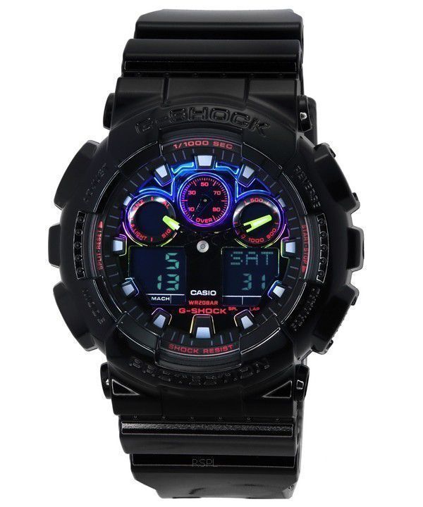 Casio G-Shock Virtual Rainbow Analógico Digital Cuarzo GA-100RGB-1A GA100RGB-1 200M Reloj para hombre