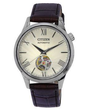 Reloj Citizen de piel de becerro con corazón abierto y esfera de marfil automático NH9130-17A para hombre