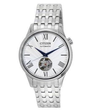 Reloj Citizen de acero inoxidable con corazón abierto y esfera plateada automático NH9130-84A para hombre