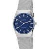 Reloj para mujer Skagen Grenen Lille con energí­a solar, pulsera de malla de acero inoxidable, esfera azul SKW3080