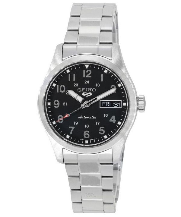 Reloj Seiko 5 Sports In The Metal Midfield con esfera negra automático SRPJ81K1 100M para hombre