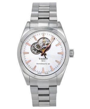 Reloj Tissot T-Classic Gentleman Powermatic 80 plateado con esfera de corazón abierto automático T127.407.11.031.01 100M para ho