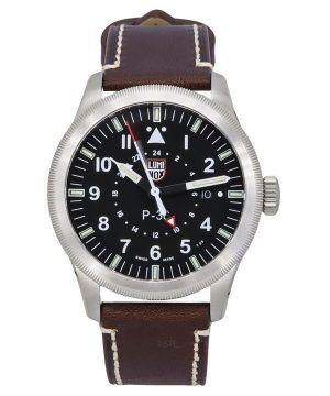 Luminox Air Pilot P-38 Lightning GMT Correa de cuero Esfera negra Cuarzo XA.9521 100M Reloj para hombre