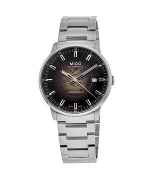 Reloj para hombre Mido Commander Gradient de acero inoxidable con esfera esquelética negra y automática M021.407.11.411.00
