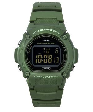 Reloj Casio Standard Illuminator digital con correa de resina verde de cuarzo W-219HC-3B para hombre