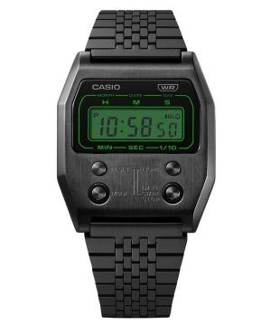 Reloj unisex Casio Vintage Digital de cuarzo de acero inoxidable chapado en iones negros A1100B-1