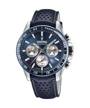 Reloj Festina Timeless Cronógrafo Correa de cuero Esfera azul Cuarzo F20561-2 100M para hombre