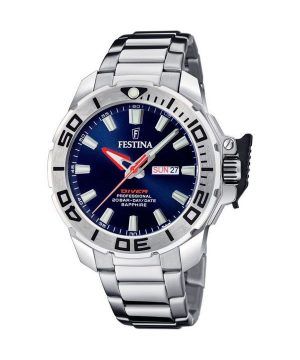 Reloj Festina Diver de acero inoxidable con esfera azul y cuarzo F20665-1 200M para hombre