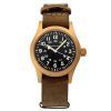 Reloj Hamilton Khaki Field mecánico de bronce con correa de cuero y esfera negra H69459530 para hombre