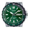 Reloj Casio estándar analógico de acero inoxidable con esfera verde y cuarzo MTD-125D-3AV 100M para hombre