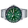 Reloj Casio estándar analógico de acero inoxidable con esfera verde y cuarzo MTD-125D-3AV 100M para hombre