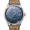 Reloj para hombre Orient Bambino versión 4 clásico con correa de cuero de ante y esfera azul automático RA-AC0P03L10B