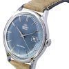 Reloj para hombre Orient Bambino versión 4 clásico con correa de cuero de ante y esfera azul automático RA-AC0P03L10B