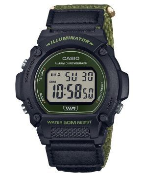 Reloj Casio W-219HB-3AV de cuarzo con correa de tela digital verde estándar para hombre