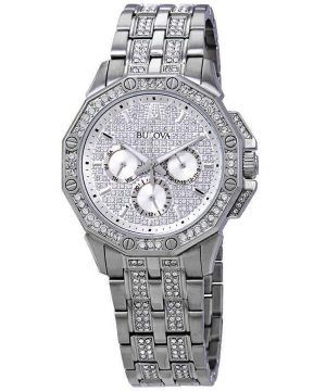 Bulova Octava Crystal Accents Reloj para hombre con esfera multifunción plateada de cuarzo 96C134