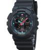 Reloj Casio G-Shock analógico digital serie con detalles fluorescentes múltiples correa de resina esfera negra cuarzo GA-100MF-1