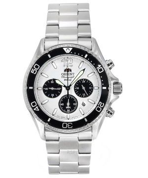 Reloj para hombre Orient Sports Panda cronógrafo de acero inoxidable con esfera blanca Solar Diver&#39,s RA-TX0203S10B 200M