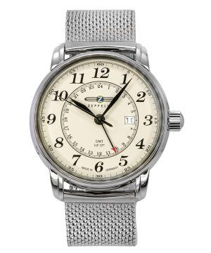 Reloj para hombre Zeppelin LZ127 Graf GMT de acero inoxidable con esfera beige y cuarzo 7642M5