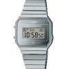 Reloj unisex Casio Vintage digital de acero inoxidable con esfera plateada y cuarzo A700WEV-7A