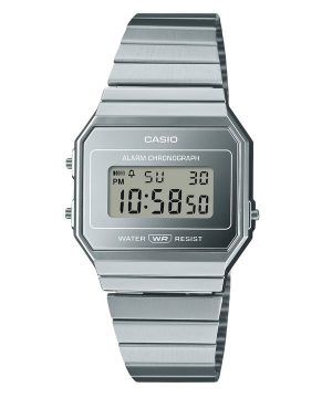 Reloj unisex Casio Vintage digital de acero inoxidable con esfera plateada y cuarzo A700WEV-7A