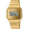 Reloj unisex Casio Vintage Digital dorado de acero inoxidable y cuarzo A700WEVG-9A