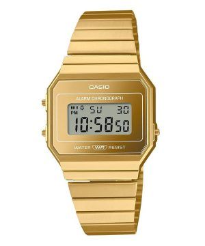 Reloj unisex Casio Vintage Digital dorado de acero inoxidable y cuarzo A700WEVG-9A