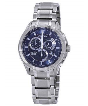 Reloj para hombre Citizen Eco-Drive Calendario perpetuo GMT de acero inoxidable con esfera azul BL8160-58L 100M
