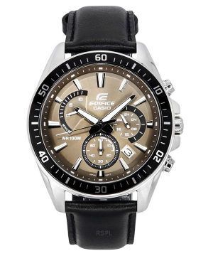 Reloj Casio Edifice analógico estándar cronógrafo correa de cuero esfera marrón claro cuarzo EFR-552L-5A 100M para hombre