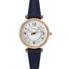 Fossil Carlie Crystal Accents Reloj para mujer ES5295 con esfera plateada y cuero LiteHide azul marino