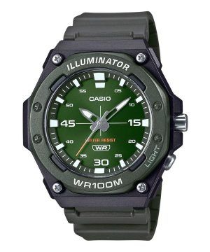 Reloj para hombre Casio MW-620H-3AV 100M con correa de resina analógica estándar y esfera verde de cuarzo