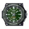 Reloj para hombre Casio MW-620H-3AV 100M con correa de resina analógica estándar y esfera verde de cuarzo