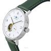 Zeppelin LZ129 Hindenburg Correa de cuero verde Corazón abierto Esfera blanca Reloj automático para hombre 80661N