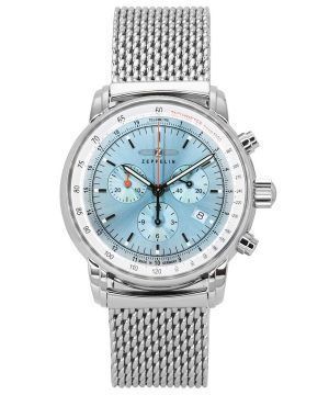 Zeppelin LZ14 Reloj cronógrafo marino de acero inoxidable con esfera azul hielo y cuarzo 8886M3 para hombre