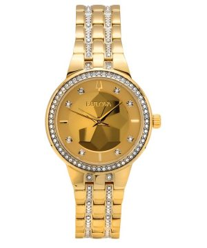 Reloj para mujer Bulova Classic Crystal Phantom Gold Tone de acero inoxidable con esfera color champán y cuarzo 97L176