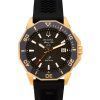 Reloj para hombre Bulova Marine Star con correa de silicona negra y esfera marrón Precisionist Quartz Diver's 200M 98B421