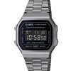 Reloj unisex Casio Vintage Digital con pulsera de acero inoxidable y esfera negra de cuarzo A168WGG-1B