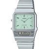 Reloj unisex Casio Vintage analógico digital de doble hora pulsera de acero inoxidable esfera verde cuarzo AQ-800E-3A