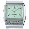 Reloj unisex Casio Vintage analógico digital de doble hora pulsera de acero inoxidable esfera verde cuarzo AQ-800E-3A