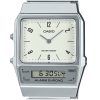 Reloj unisex Casio Vintage analógico digital de doble hora pulsera de acero inoxidable esfera blanca cuarzo AQ-800E-7A2