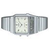 Reloj unisex Casio Vintage analógico digital de doble hora pulsera de acero inoxidable esfera blanca cuarzo AQ-800E-7A2