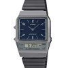 Casio Vintage Analógico Digital Doble Hora Pulsera de Acero Inoxidable Esfera Azul Cuarzo AQ-800EB-2A Reloj Unisex