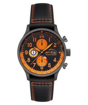 AVI-8 Hawker Hurricane Classic Cronógrafo Noire Correa de cuero Esfera negra AV-4011-0R Reloj para hombre