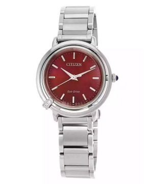 Reloj para mujer Citizen L Eco-Drive de acero inoxidable con esfera roja EM1090-78X