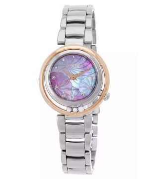 Reloj para mujer Citizen L Arcly Eco-Drive con detalles en diamantes de acero inoxidable y esfera de nácar rosa EM1114-80Y