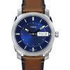 Reloj para hombre Fossil Machine con correa de cuero marrón y esfera azul de cuarzo FS5920