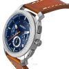 Fossil Machine Reloj cronógrafo con correa de cuero y esfera azul de cuarzo FS6059 para hombre