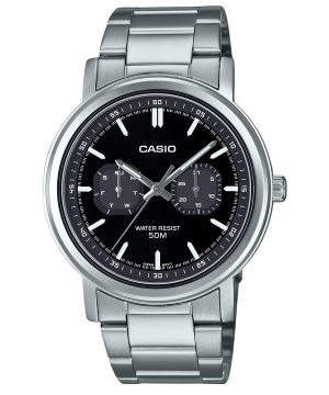 Reloj Casio estándar analógico de acero inoxidable con esfera negra y cuarzo MTP-E335D-1EV para hombre